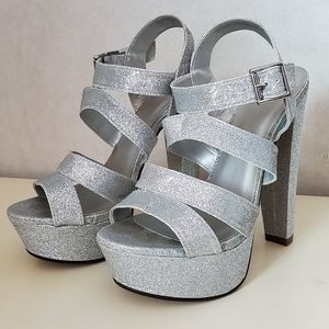 Silver Glitter High Heels.